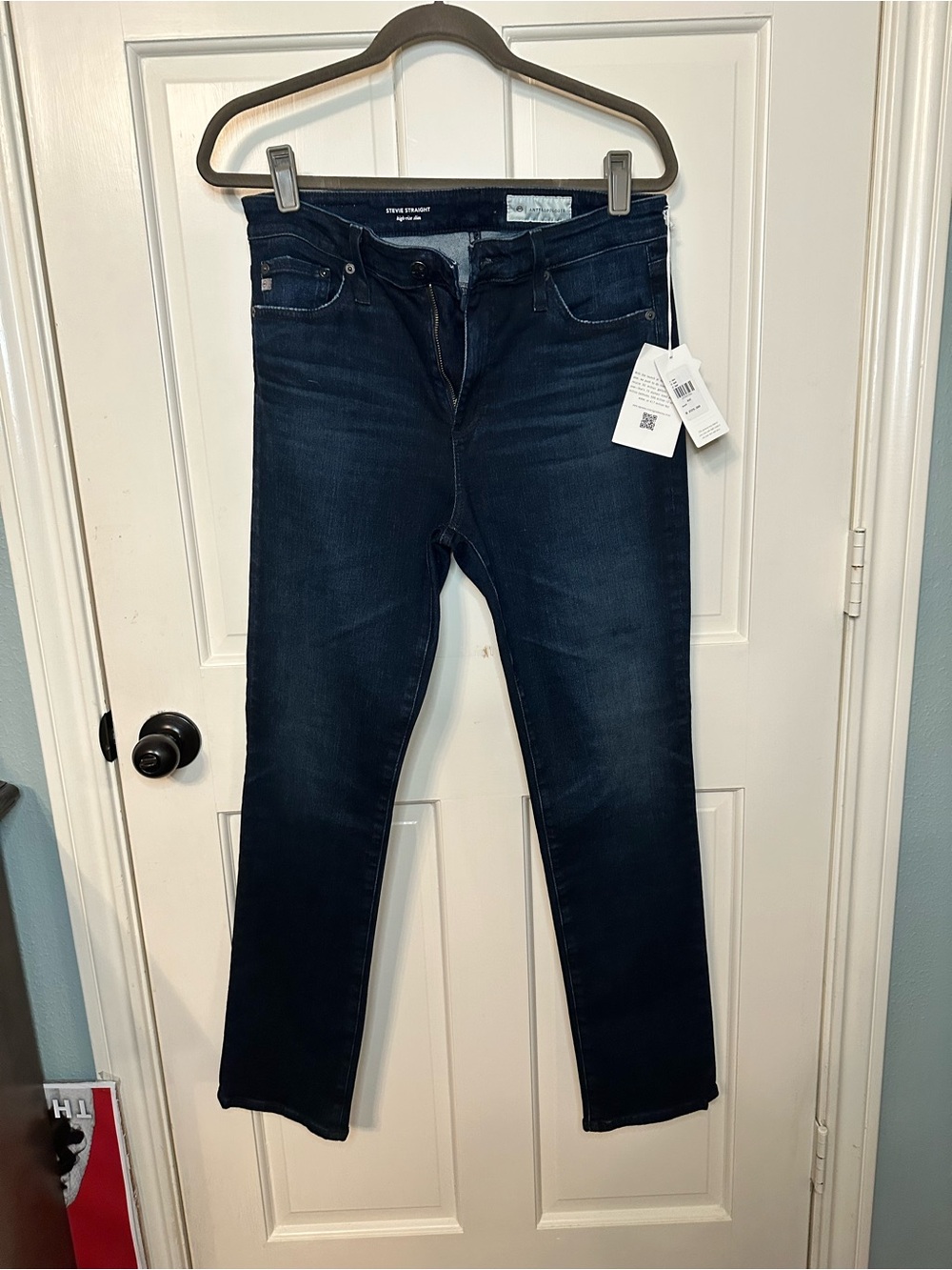 AG Anthropologie Stevie Straight Slim Dark Wash Women’s Jeans - Dark Blue